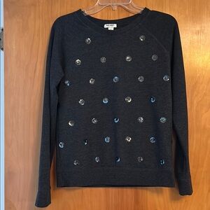 Old Navy Dark Gray Crew Neck Sweatshirt with Silver Studs
